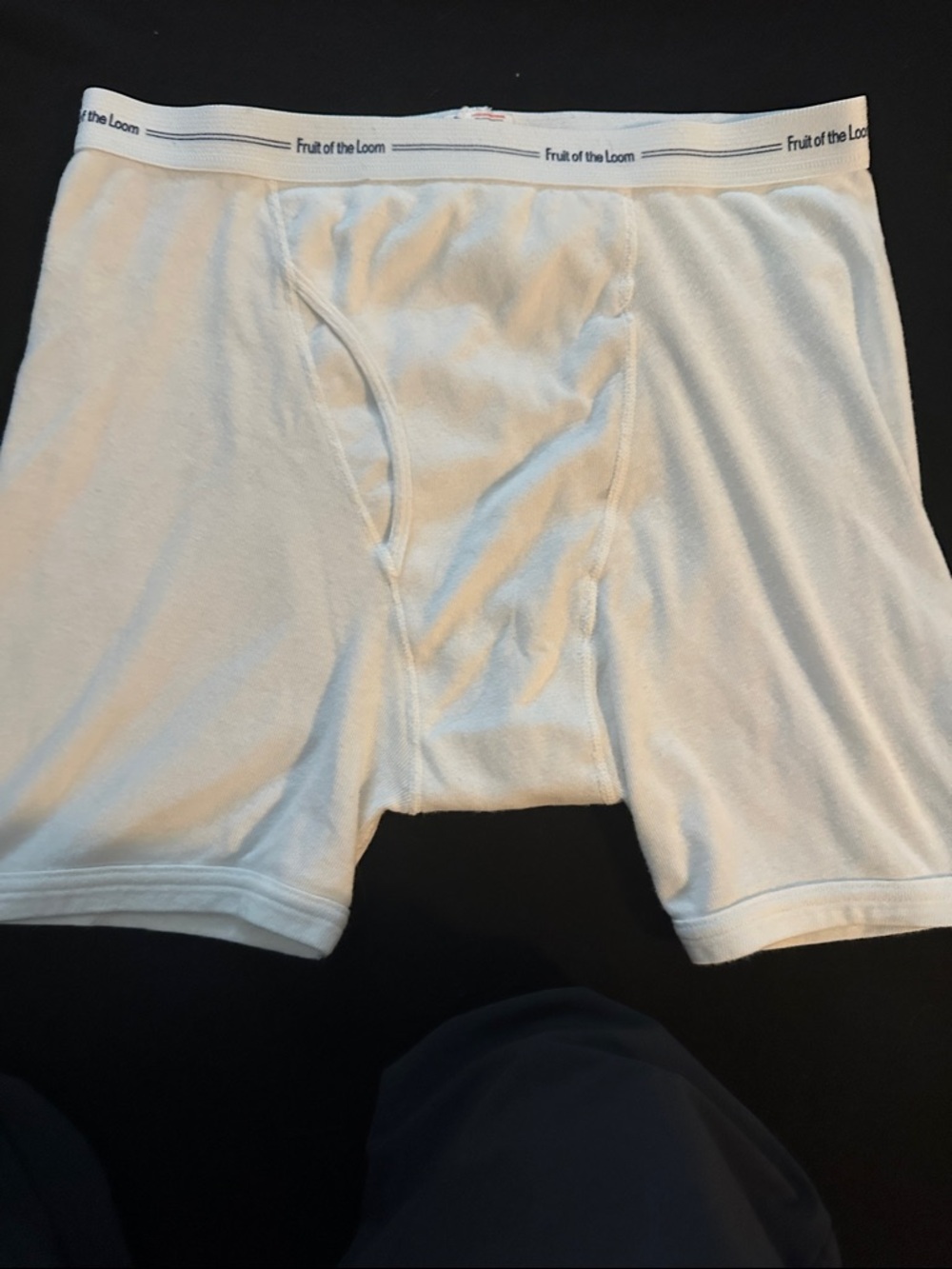 Fruit of the Loom Men's White Cotton Boxer Briefs with Branded Waistband